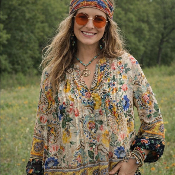 Anthropologie Tops - Bohemian Floral Peasant Blouse - Multicolor